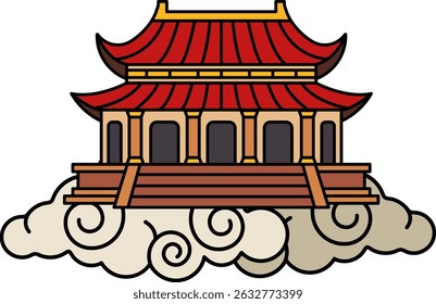 chinese palace on the cloud floating in the sky
