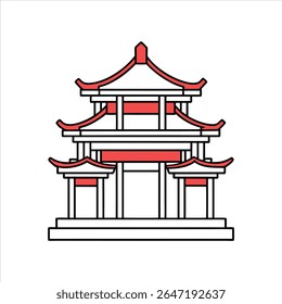 Chinese Paneling Line Art Vector Illustration