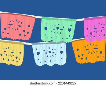 Chinese papel picado of the day of the dead that is used for altars and to decorate the streets and pantheons, Mexican tradition