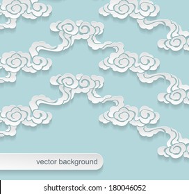 Chinese Paper Clouds, Vector Background