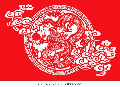 Chinese paper cut of dragon for Chinese New Year ( Spring Festival )