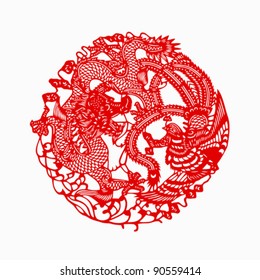 Chinese paper cut of dragon for Chinese New Year ( Spring Festival )