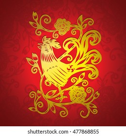 Chinese paper cutting, Flower paper cutting, isolated illustration