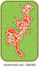 Chinese Paper Cutting series of plant and flower in color version