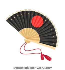 Chinese paper fan isolated on white background