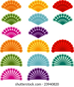 Chinese paper fan in many colors