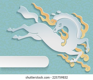 chinese paper horse, vector background