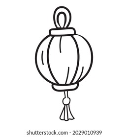 Chinese Paper Lantern, Coloring Page or Book for Children and Adults
