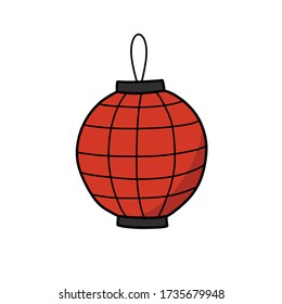 chinese paper lantern doodle icon, vector illustration