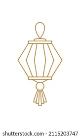 Chinese paper lantern outline icon. Oriental, Asia and Japan culture, traditional decoration. Chinese New year greeting card. Flat vector illustration.