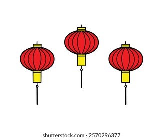 Chinese paper lanterns. Art, banner, calendar, card, celebration, chinese, culture, decoration, festival, illustration, invitation, lantern, lunar, luxury, poster, red, symbol, traditional and vector.