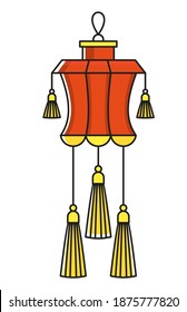 Chinese paper lanterns set. Oriental, Asia and Japan culture. Asia culture symbols, graphic modern illustration. For New year greeting card decoration. Flat vector illustration.