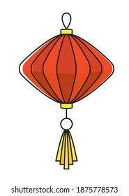 Chinese paper lanterns set. Oriental, Asia and Japan culture. Asia culture symbols, graphic modern illustration. For New year greeting card decoration. Flat vector illustration.