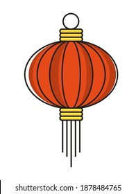 Chinese paper lanterns set. Oriental, Asia and Japan culture. Asia culture symbols, graphic modern illustration. For New year greeting card decoration. Flat vector illustration.