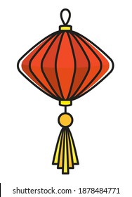 Chinese paper lanterns set. Oriental, Asia and Japan culture. Asia culture symbols, graphic modern illustration. For New year greeting card decoration. Flat vector illustration.