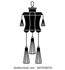 Chinese paper lanterns set. Oriental, Asia and Japan culture. Asia culture symbols, graphic modern illustration. For New year greeting card decoration. Flat vector illustration.
