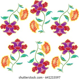 Chinese papercut Vector Floral Illustration in asian textile,new year