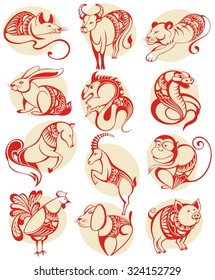 Chinese papercut Zodiac icons. svg