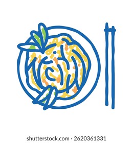 chinese pasta doodle icon sketch vector. chinese pasta sign. isolated symbol illustration