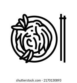 chinese pasta line icon vector. chinese pasta sign. isolated contour symbol black illustration
