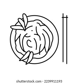 chinese pasta line icon vector. chinese pasta sign. isolated contour symbol black illustration