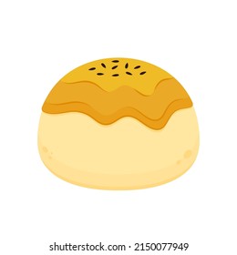 Chinese Pastry Mooncake Cartoon Vector. Chinese Pastry Mooncake On White Background.