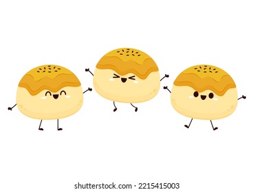 Chinese Pastry Mooncake Cartoon Vector. Chinese Pastry Mooncake On White Background.