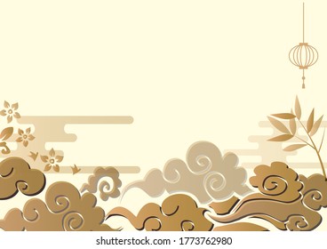 Chinese pattern background landscape illustration