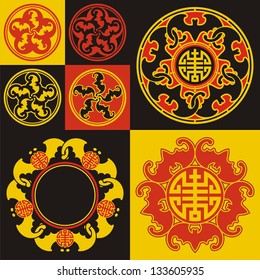 Chinese pattern with bats and hieroglyphic "show" - happiness. The symbol of the five favorable circumstances of human life.