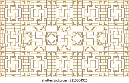 Chinese pattern frame border outline element. Oriental decorations. Asia and Japan culture. Asia culture symbols, graphic modern illustration. For New year greeting card. Flat vector illustration.