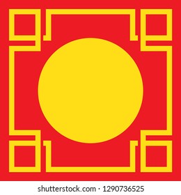 Chinese pattern frame. Chinese Style. Line vector. Isolate on red background.