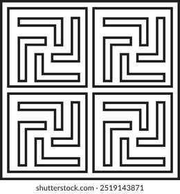 Chinese Pattern Line Art Design. Flat Vector Illustration Isolated on White Background