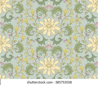 Chinese pattern with lotus flowers. Seamless vector ornaments in traditional style. National ornamental motives.