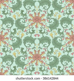 Chinese pattern with lotus flowers. Seamless vector ornaments in traditional style. National ornamental motives.