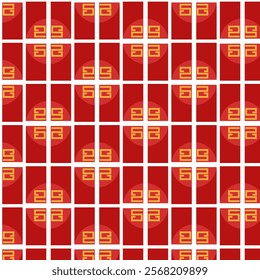 Chinese Pattern: Red and Yellow Geometric Design for New Year Decorations. Red and yellow symbolize luck and happiness, making this 'Ceki' pattern ideal for Chinese New Year and other cultural events.