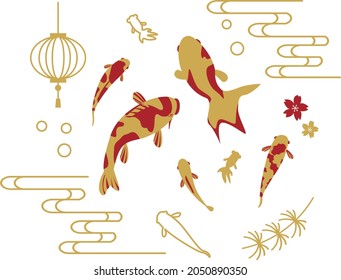 Chinese pattern retro goldfish fish design

