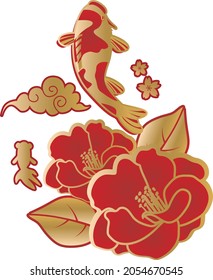 Chinese pattern retro goldfish fish design
