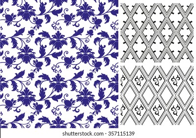 Chinese pattern set. Seamless  vector ornaments in traditional style. National ornamental motives.