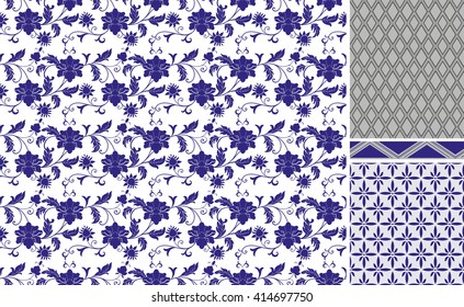 Chinese pattern set. Seamless vector ornaments in traditional style. National ornamental motives.