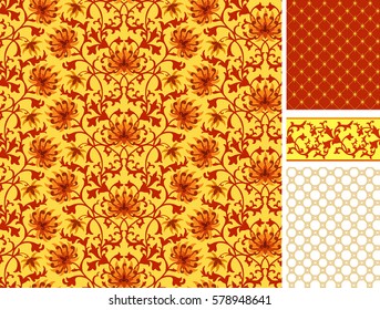 Chinese pattern set. Seamless vector ornaments in traditional style. National ornamental motives.
