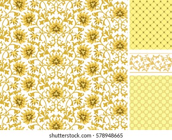 Chinese pattern set. Seamless vector ornaments in traditional style. National ornamental motives.