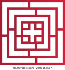 Chinese Pattern Symbol in Oriental Design Style. Vector Illustration Isolated on White Background.