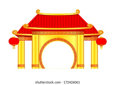 Chinese Pavilion Arch Vector