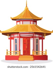 chinese pavilion with red and gold colors