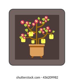 Chinese Peach Tree Line Icon