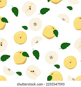 Chinese pear seamless pattern, vector illustration.