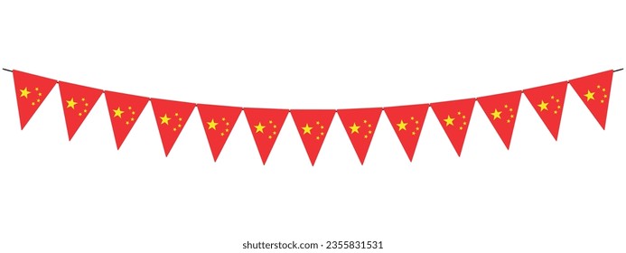 chinese pennants, china bunting garland, string of triangular flags, vector design element