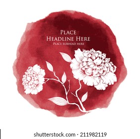 chinese peony flower watercolor template vector/illustration