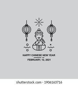 Chinese people illustration in vintage style. Easy to edit with vector file. Can use for your creative content. Especially about Chinese new year campaign in this february, 2021.