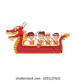 Chinese people on dragon boat